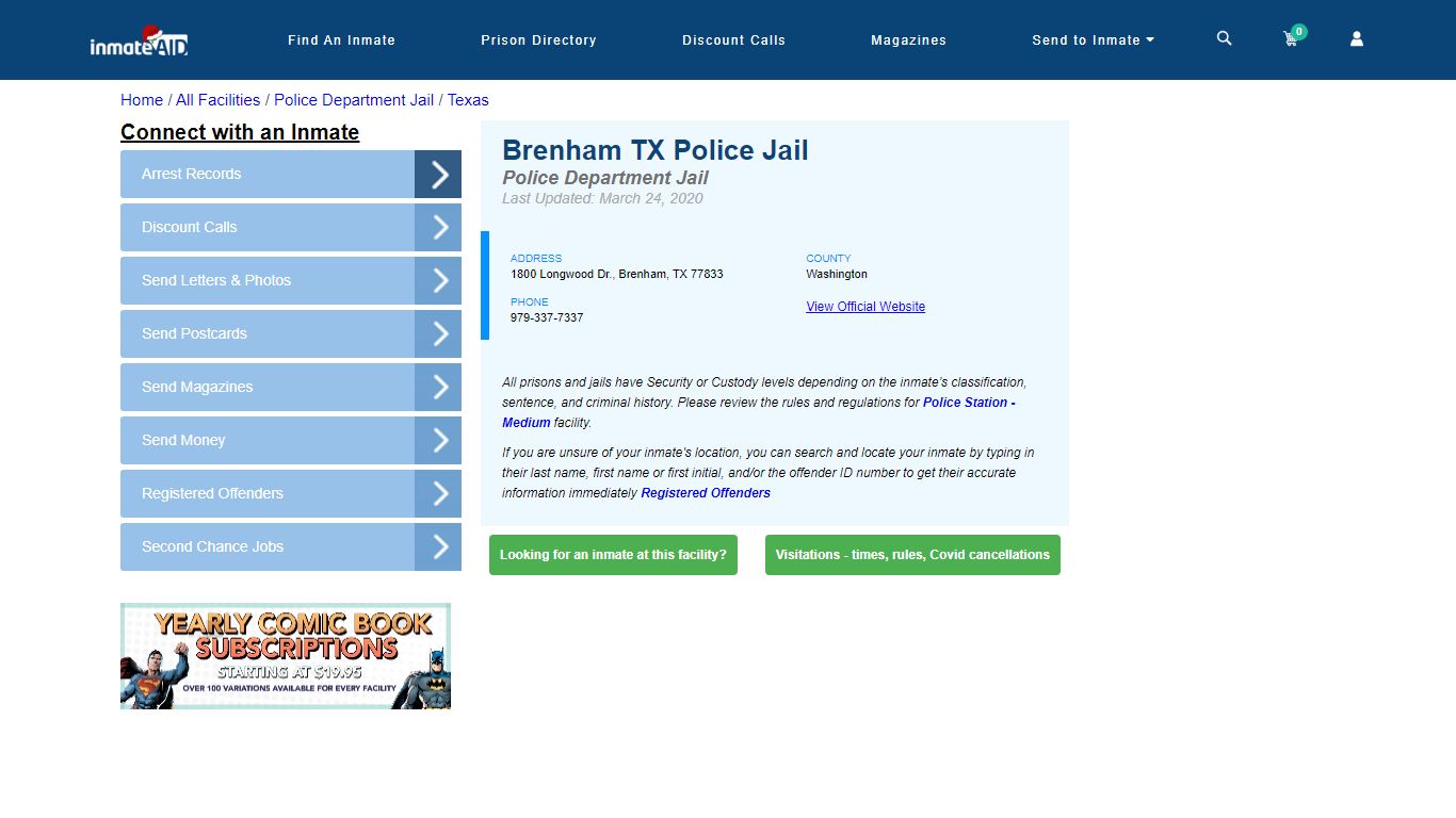 Brenham TX Police Jail & Inmate Search - Brenham, TX