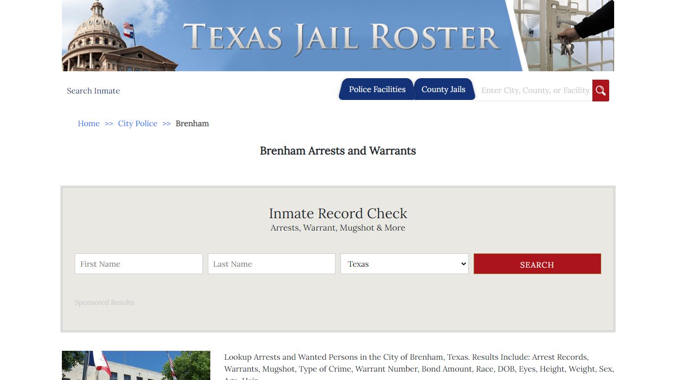 Brenham Arrests and Warrants | Jail Roster Search