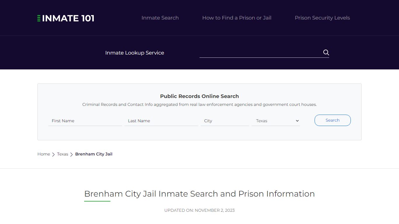 Brenham City Jail Inmate Search and Prison Information